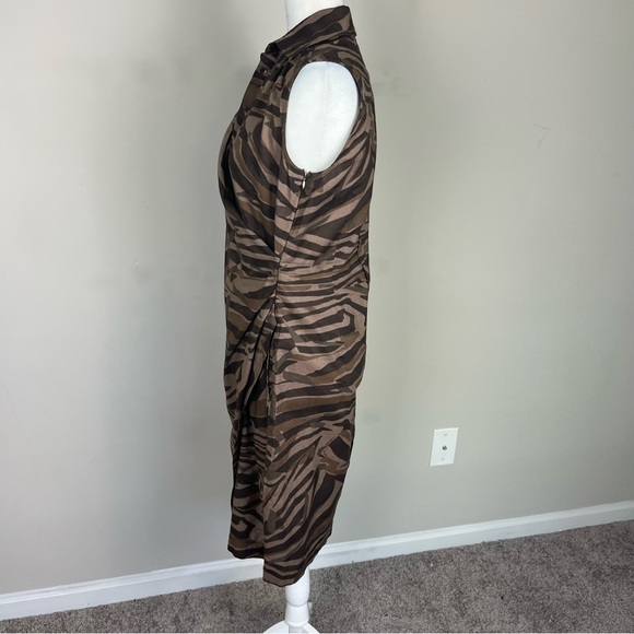 WEEKEND MAXMARA SLEEVELESS VNECK SHIFT DRESS IN BROWN SIZE 8 - Picture 12 of 15